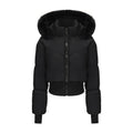 Women's Hooded Large Fur Collar Short Cotton Jacket