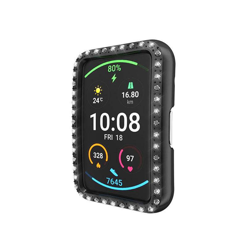 Suitable for Watch Fit Watch Single Row Diamond Half-pack PC Plating Protective Case