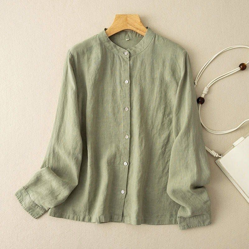 Retro Loose Cotton-linen Shirt Women