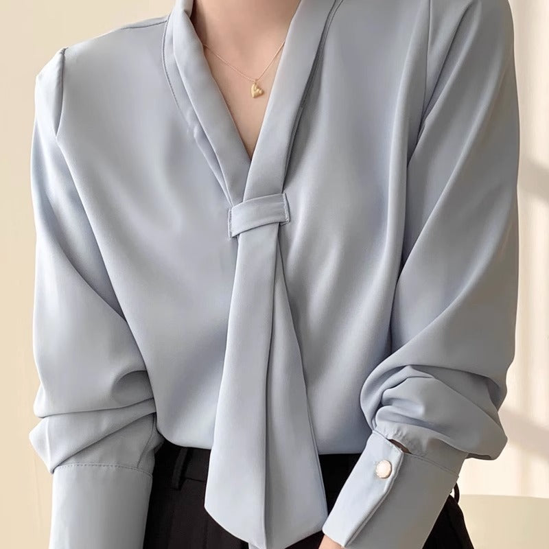 Women's Office Chiffon Commuting Elegant White Shirt