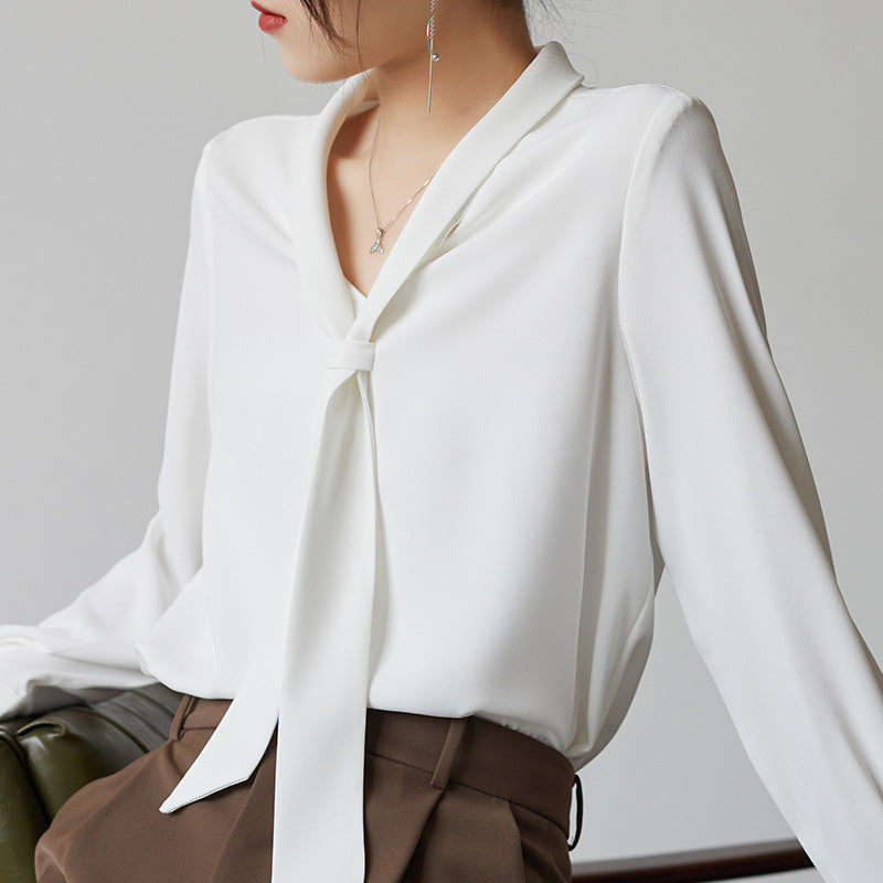 Women's Office Chiffon Commuting Elegant White Shirt